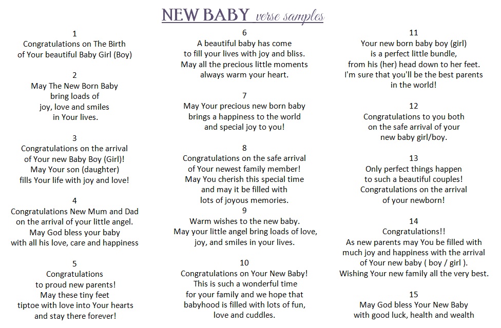 new baby verses